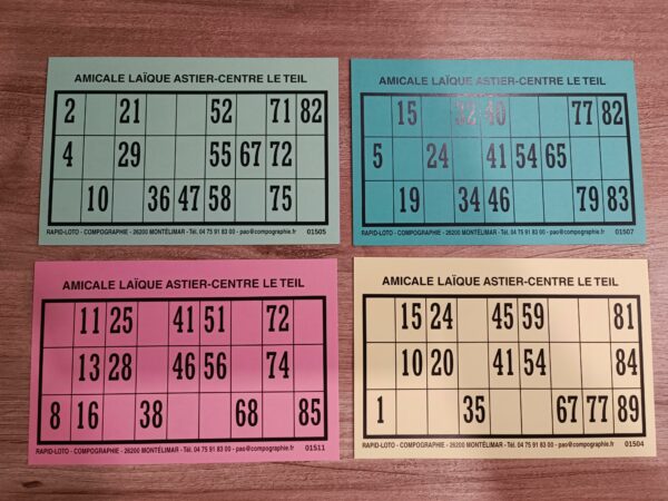 Carton de loto, lot de 4